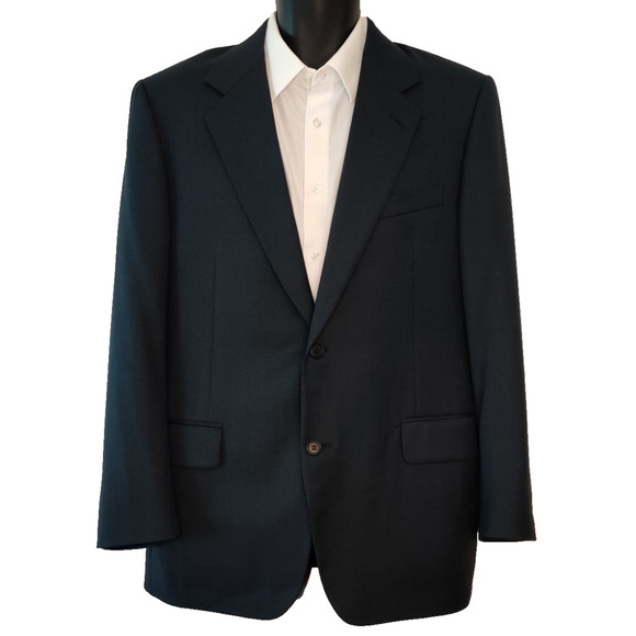 Canali Navy Blue Wool Blazer Size 42 R Dot Textured Classic Designer Quality - Picture 1 of 16